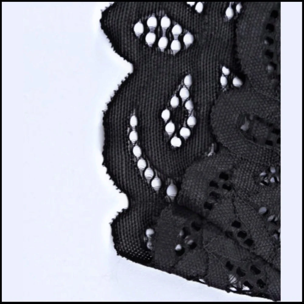 BLACK LACE FLORAL CROCHET SPAGHETTI-STRAP BRALETTE Size Small - Picture 7 of 13